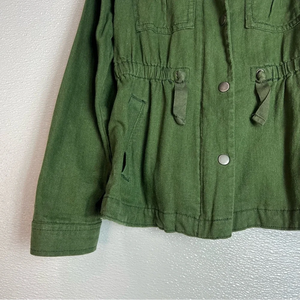Old Navy Linen Blend Jacket Olive Green‎ with Pockets Girls Size M (8)